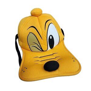 Vintage 90s Walt Disney World Pluto Cartoon Dog Floppy Ears Yellow Hat  *READ*